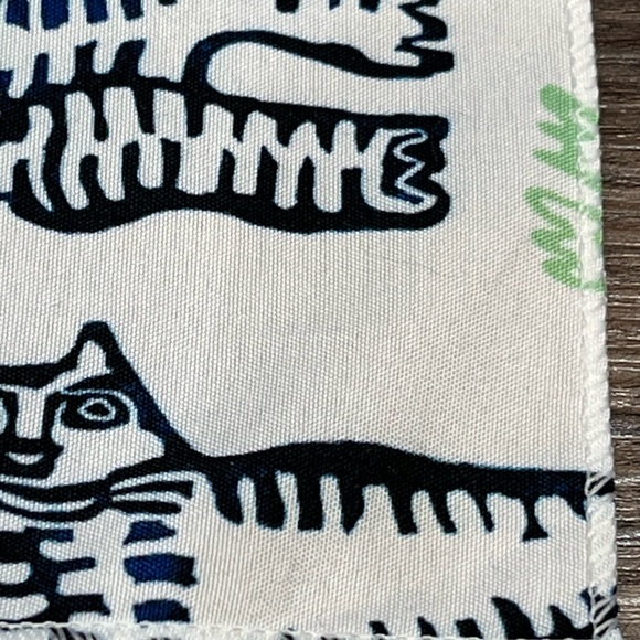 Passion Works Studio Green And Navy All Over Cat Print Bandana Handkerchief - Picture 5 of 11